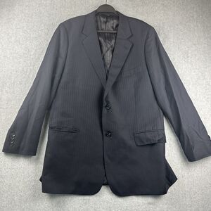 BARONI SUPER 150'S WOOL Mens Blazer Sport Coat Two Button Jacket 46L Blue Stripe